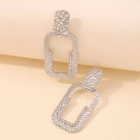 2/$21 Silver Large Oversized Dangle Earrings - Picture 1 of 6